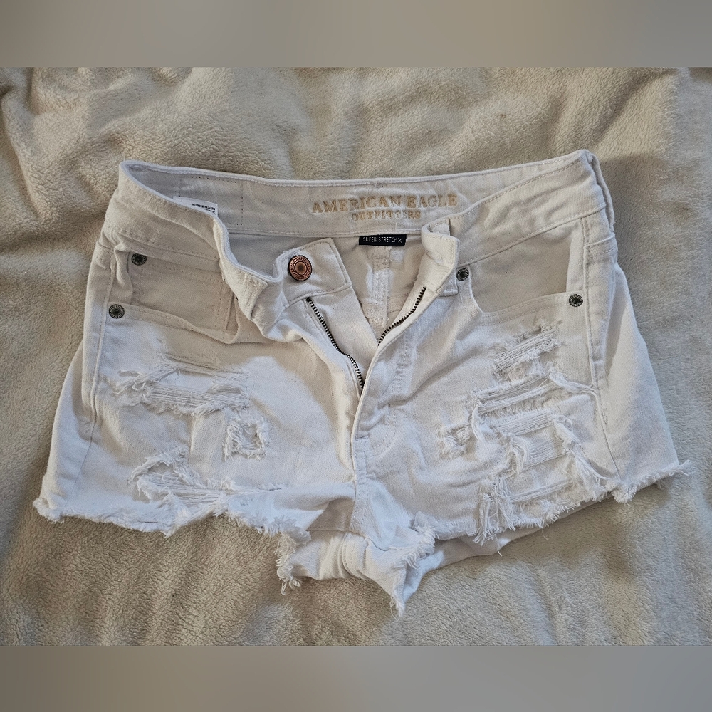 American Eagle Outfitters White Distressed Shorts